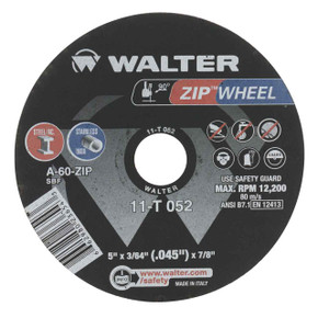 Walter 11T052 5x3/64x7/8 ZIP WHEEL High Performance Cut-Off Wheels Type 1 A60 Grit, 25 pack