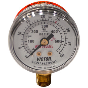 Victor 1435-0094RP Replacement 1.5" Gauge 40 bar/ 580 psi, Acetylene, G-150 Series