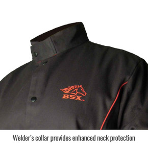 Black Stallion B9C BSX Contoured FR Cotton Welding Jacket, Black/Red, 3X-Large