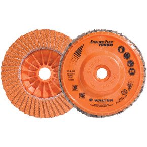 Walter 06A452 4-1/2x5/8-11 Enduro-Flex Turbo Spin-On Discs Fast Grinding Blending Flap Disc Grit 36/60 Type 27S, 10 pack
