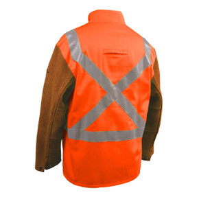 Black Stallion JH1012-OR Cotton/Cowhide Welding Jacket with Pass-Through, 30" 9 oz, Orange, X-Large