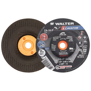 Walter 08P500 5x1/4x5/8-11 Xcavator Spin-On Premium High Removal Grinding Wheels Contaminant Free Type 27S, 20 pack