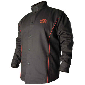 Black Stallion B9C BSX Contoured FR Cotton Welding Jacket, Black/Red, 5X-Large