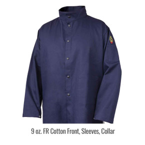 Black Stallion JF1625-NG Stretch-Back FR Cotton Welding Jacket, Navy/Gray, Large