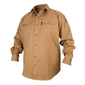 Black Stallion FS7-KHK Flame-Resistant Cotton Work Shirt, Khaki, Medium