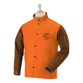 Black Stallion FO9-30C/BS Hybrid FR Cotton/Cowhide Welding Jacket, Orange, Medium