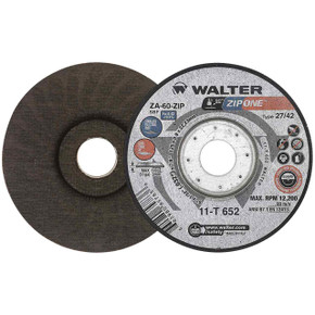 Walter 11T652 5x1/32x7/8 ZIP ONE Thin Gauge Cut-off Wheels Contaminant Free Type 27 Grit ZA60, 25 pack
