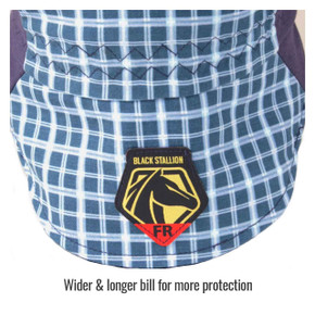 Black Stallion AH1730-BL FR Cotton Welding Cap with Hidden Bill Extension, Blue Plaid, Medium