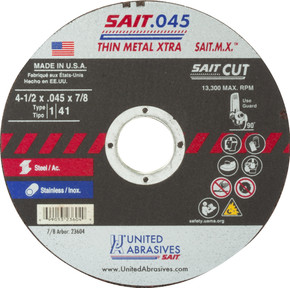 United Abrasives SAIT 23604 4-1/2x.045x7/8 SAIT.M.X. Thin Metal Xtra Cut-off Wheels, 50 pack
