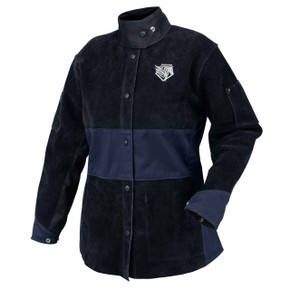 Black Stallion JH1515-NB AngelFire Women's Hybrid Welding Jacket, Cowhide and FR Cotton, Navy & Black, Large
