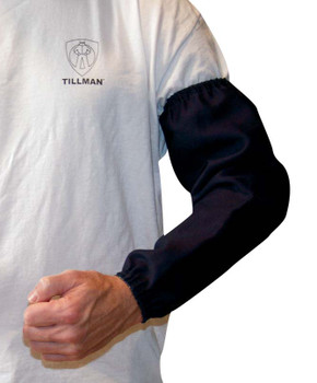 Tillman 6218B 18" 9 oz. Navy FR Cotton Welding Sleeves Elastic at Both Ends