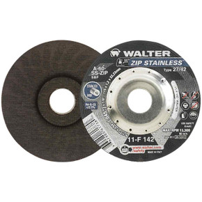 Walter 11F142 4-1/2x3/64x7/8 ZIP Stainless Contaminant Free Cut-Off Wheels Type 27 Grit A60, 25 pack