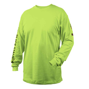 Black Stallion TF2510-LM NFPA 2112 & NFPA70E FR Cotton Knit Long-Sleeve T-Shirt, Lime, Large