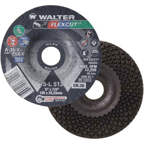 Walter 15L513 5x7/8 Flexcut Grinding Wheels Contaminant Free Type 29 Grit 36, 25 pack