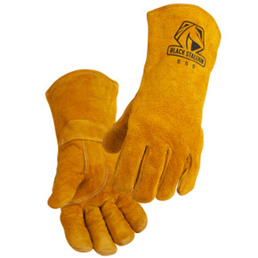 Black Stallion 550 Split Cowhide Stick Welding Gloves with Pull Tab and CushionCore, Large