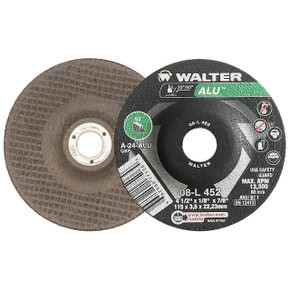 Walter 08L452 4-1/2x1/8x7/8 ALU Aluminum and Non-Ferrous Metals Cutting and Light Grinding Wheels Type 27, 25 pack