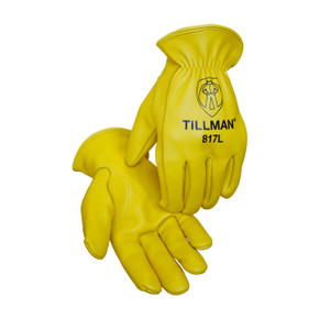 Tillman 817 Heavyweight Premium Top Grain Elkskin Driver Glove with cotton-lined back, Large