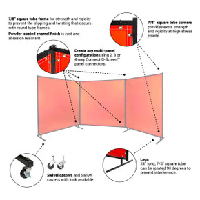 Steiner 538-6X6 Protect-O-Screen Classic with Orange Transparent Vinyl FR Welding Screen with Frame