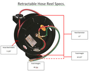 Weldcote HRR14T50 Twin Welding Hose Reel with 50' of 1/4 Grade T