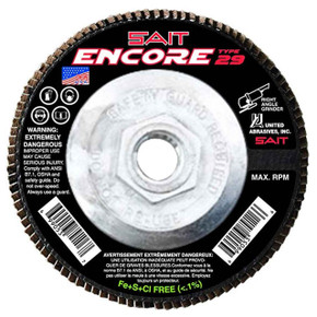 United Abrasives SAIT 79119 4-1/2x5/8-11 Encore Type 29 General Purpose With Hub Zirconium Flap Discs 80 Grit, 10 pack