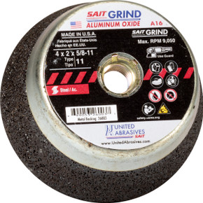 United Abrasives SAIT 26003 4x2x 5/8-11 A16 Metal Backed Tough Grinding General Purpose Cup Stones, 12 pack