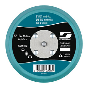 Dynabrade 56106 5" Diameter Non-Vacuum Disc Pad, Vinyl-Face, 3/8"Thickness Urethane, Medium Density, 5/16"-24 Male Thread