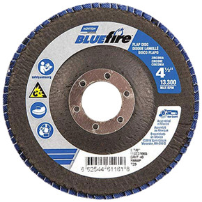 Norton 66254461161 4-1/2x7/8” BlueFire R884P Zirconia Alumina Plus Type 29 Flap Discs, 40 Grit, Coarse, 10 pack