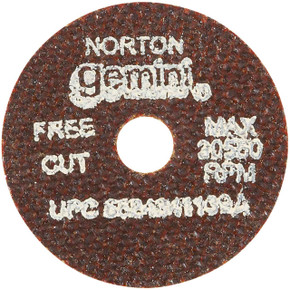 Norton 66243411394 2x.035x3/8 In. Gemini AO Small Diameter Reinforced Cut-Off Wheels, Free Cut, Type 01/41, 60 Grit, 25 pack