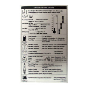 Miller 124619 Label, Engine Maintenance Onan P216