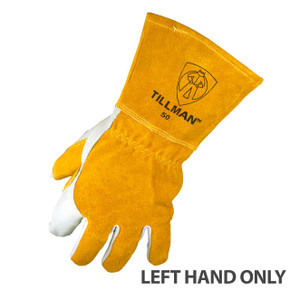 Tillman 50LL Top Cowhide MIG Glove 4" Cuff Fleece Lined, Left Hand Only, Large