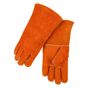 Black Stallion 112 Orange Value-Priced Split Cowhide Stick Gloves, Large