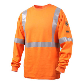 Black Stallion TF2511 NFPA 2112 & NFPA 70E FR Cotton Long Sleeve T-Shirt with Reflective Tape, Orange, X-Large