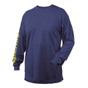 Black Stallion TF2510-NV NFPA 2112 & NFPA70E FR Cotton Knit Long-Sleeve T-Shirt, Navy, Medium