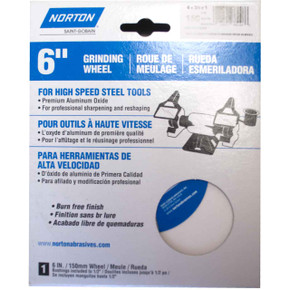 Norton 7660788248 6x3/4x1 In. Premium Bench and Pedestal Wheels, White Aluminum Oxide, Type 01, 150 Grit, Very Fine