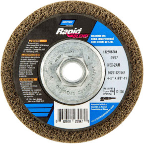 Norton 66261023947 4-1/2x5/8-11” Bear-Tex Rapid Blend NEX Aluminum Oxide Non-Woven Depressed Center Discs, Medium Grit, 10 pack