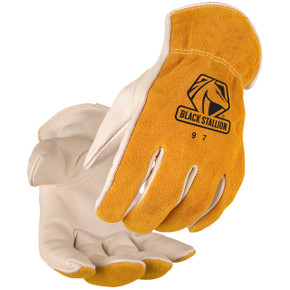 Black Stallion 97 Grain Cowhide Palm Drivers Gloves with Cotton Stitching, Small