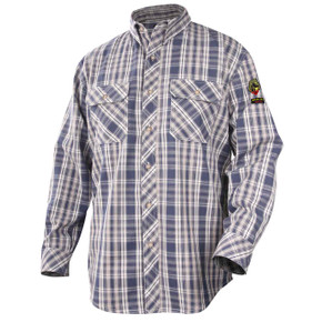 Black Stallion WF2110-PB AR/FR Cotton Work Shirt, NFPA 2112 Arc Rated, Blue Plaid, 2X-Large