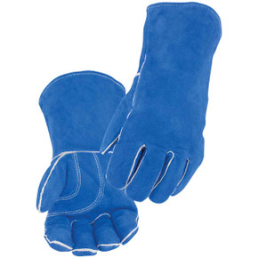 Black Stallion 113 Split Cowhide Stick Glove with Palm Guard, Blue, Large