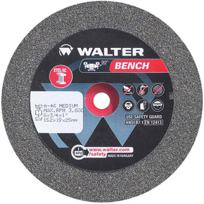 Walter 12E345 6x1x1 Bench Grinding Wheel for Steel Type 1 Grade 46 MEDIUM