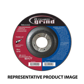 United Abrasives SAIT 22419 9x1/4x7/8 Ultimate Grind Grinding Wheel, Depressed Center, Type 27, 25 pack