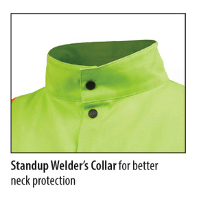 Black Stallion JF1010-LM Hi-Vis FR Cotton Welding Jacket with FR Reflective Tape, Lime, Medium