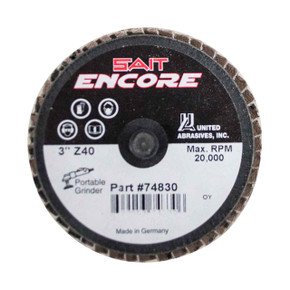 United Abrasives SAIT 74830 3" Sait-Lok-R Encore Mini Zirconium Flap Discs 40 Grit, 10 pack