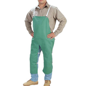 Tillman 6348 24"X48" Green Flame Resistant Cotton Split-Leg Bib Apron