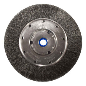 United Abrasives SAIT 06555 6 x .008 x 5/8,1/2 x 1/1-16 Blue Line Crimped Steel Bench Wire Wheels NARROW Face Width
