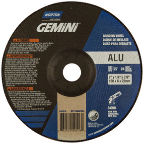 Norton 66252940516 7x1/4x7/8 In. Gemini ALU AO Grinding Wheels, Type 27, 24 Grit, 20 pack