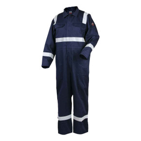 Black Stallion CF2216-NV Deluxe FR Cotton Coverall with 2" Reflective Tape, Navy, Large