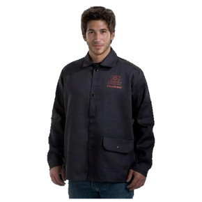 Tillman 9060 30" 9 oz. Black FR Cotton Welding Jacket, X-Large