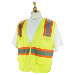 Black Stallion SVY220 Surveyor's Mesh/Poly, Safety Vest with Reflectives, Large