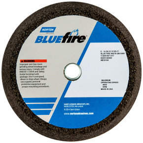 Norton 66253146925 6x2x5/8-11 In. BlueFire ZA Non-Reinforced Portable Snagging Wheels, Type 11, 16 Grit, 5 pack