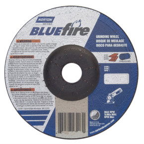 Norton 66252843203 6x1/4x7/8 In. BlueFire ZA/AO Grinding Wheels, Type 27, 24 Grit, 20 pack